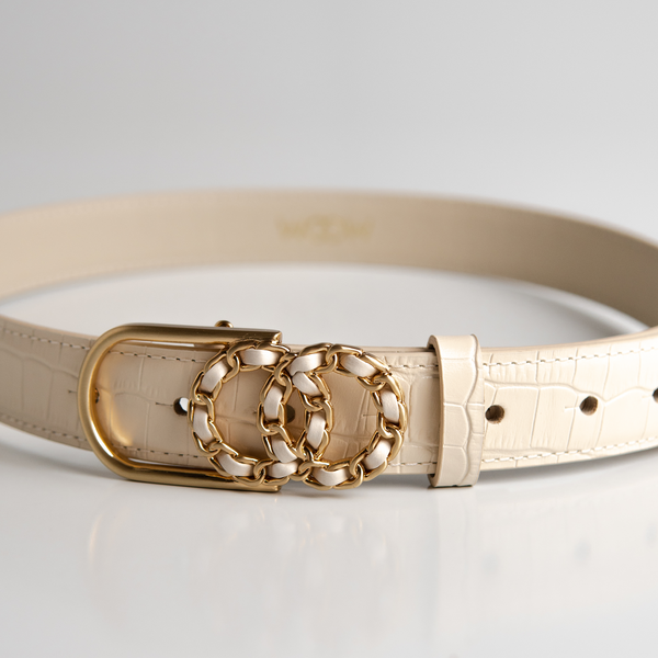Cinto Celine couro croco - Off White / PP