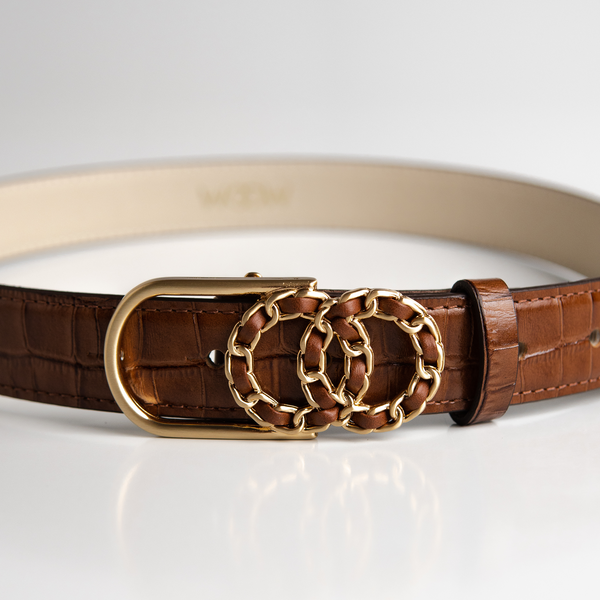 Cinto Celine couro croco - Ambar / PP