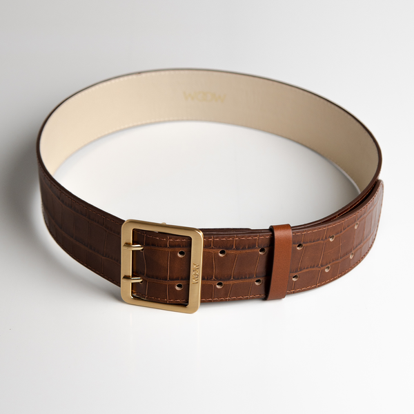 Cinto Djuly couro croco - Tan / PP