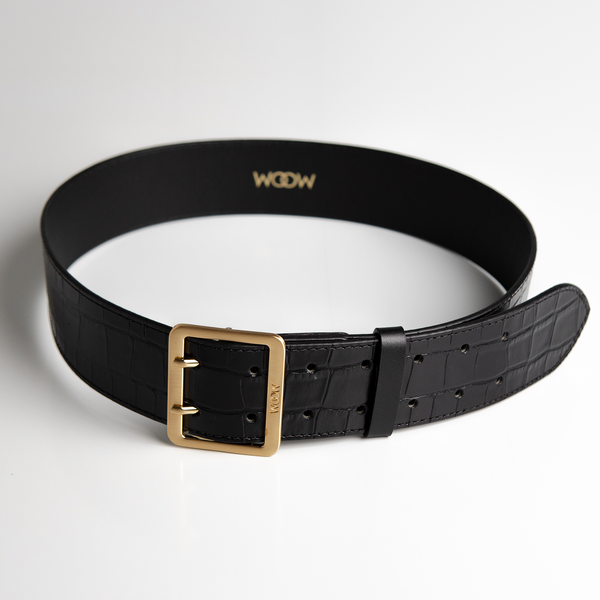 Cinto Djuly couro croco - Preto / PP