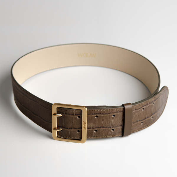 Cinto Djuly couro croco - Ambar / PP