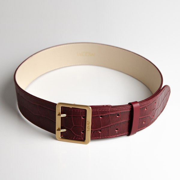 Cinto Djuly couro croco - Vinho / PP