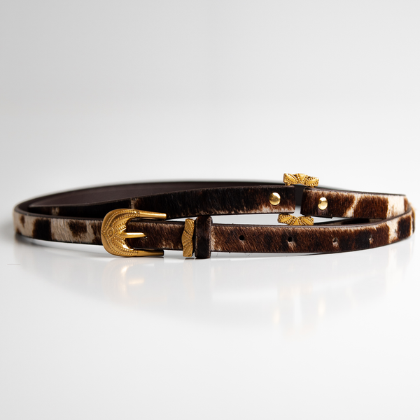 Cinto Iza couro pêlo café - PP