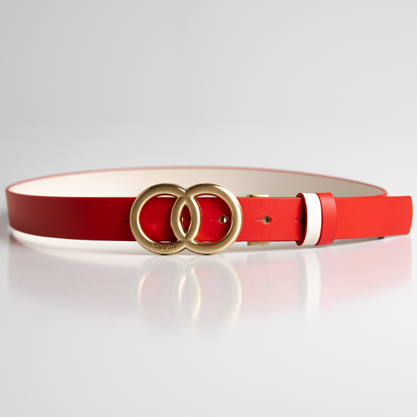 Cinto Lia fivela reversível couro croco - Gloss / PP