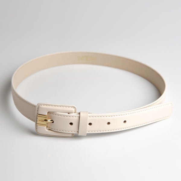 Cinto Eva fivela couro - Off White / PP
