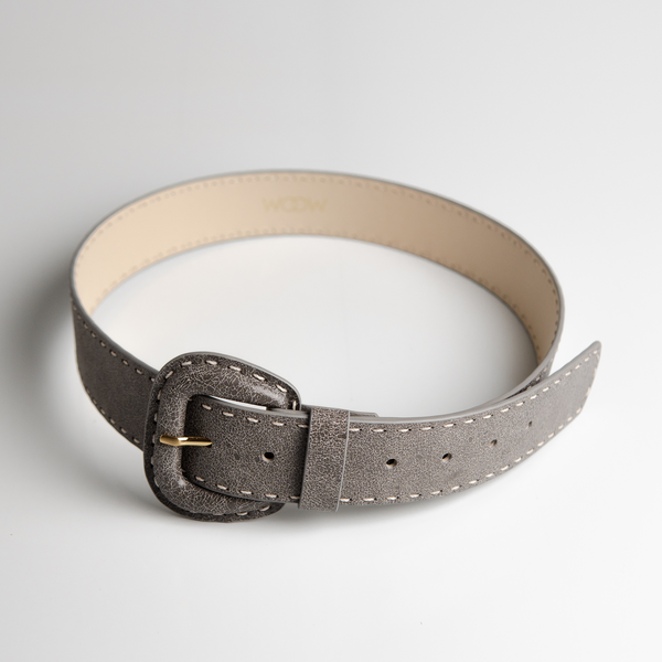 Cinto Mary costura couro - Cinza / PP