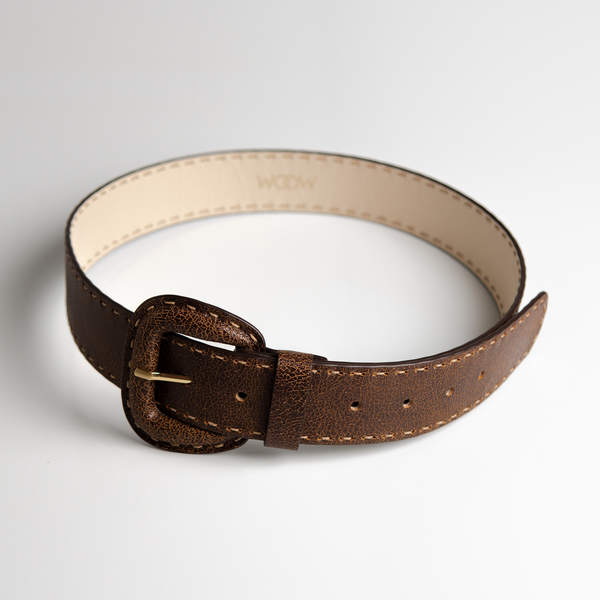 Cinto Mary costura couro - Marrom / PP