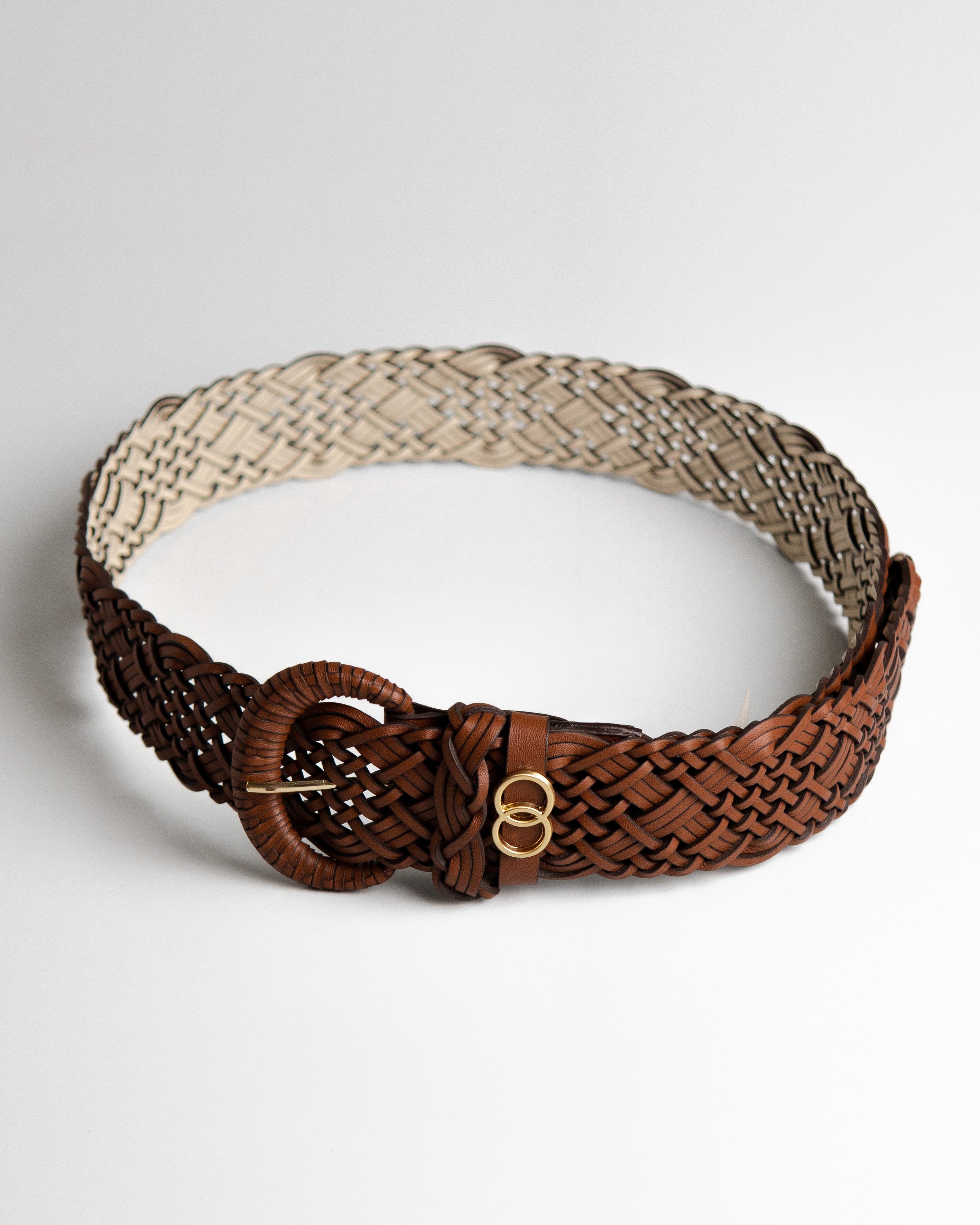 Cinto Safira couro trançado WOOW