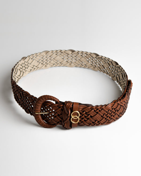 Cinto Safira couro trançado - Ambar / PP