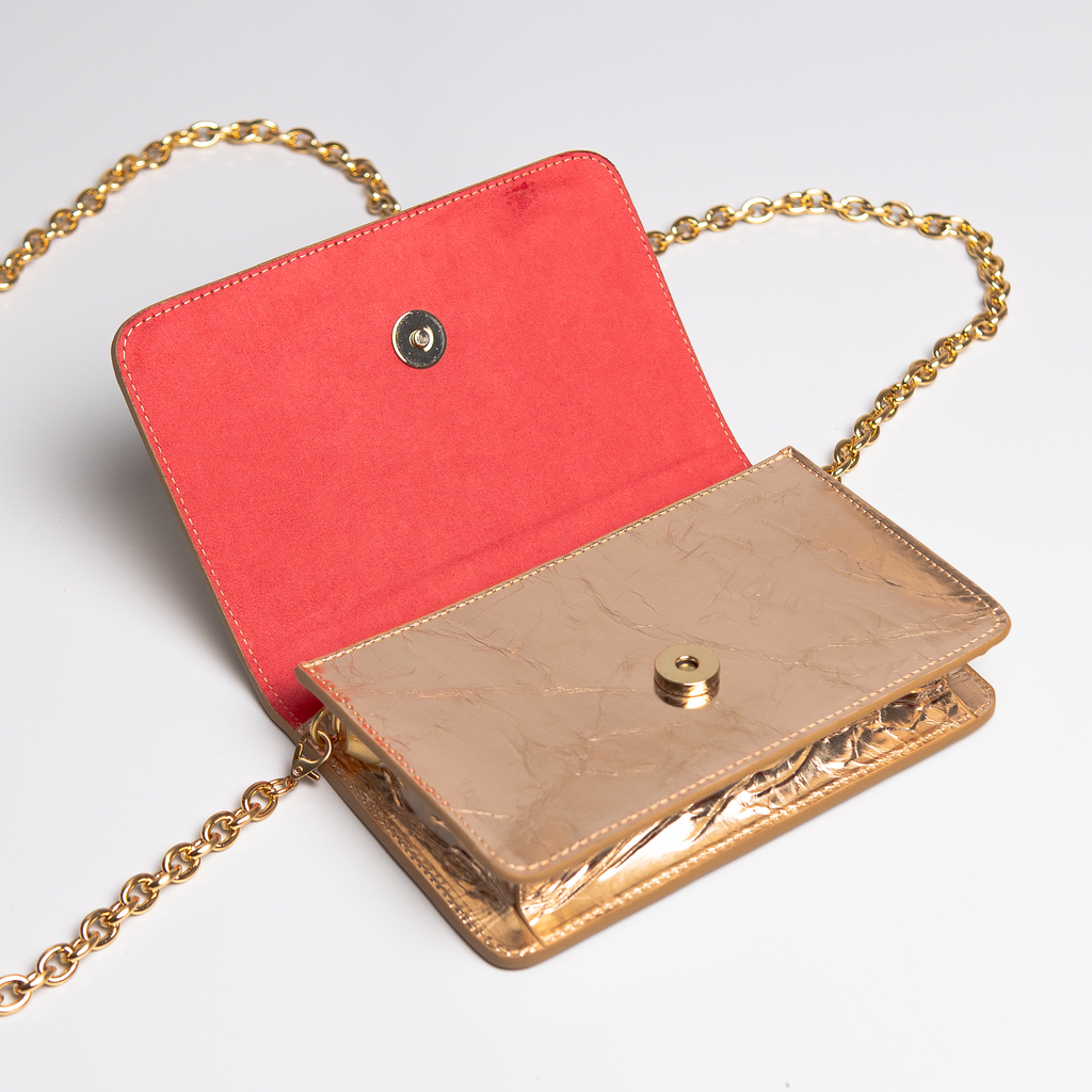 Bolsa mini Aura Couro Champagne WOOW