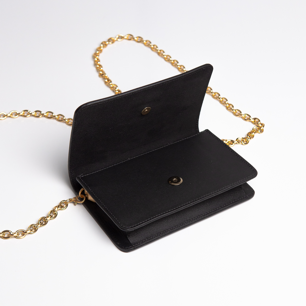 Bolsa mini Aura Couro Preta