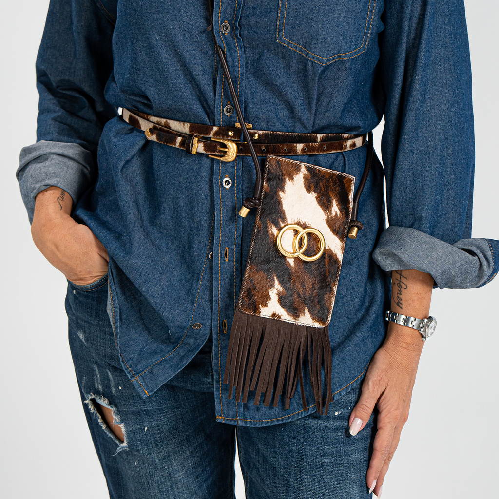 Bolsa porta celular Iris Franjas Couro WOOW