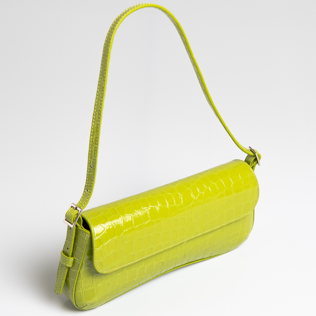Bolsa Giovana em  Satin Croco Green Grass WOOW
