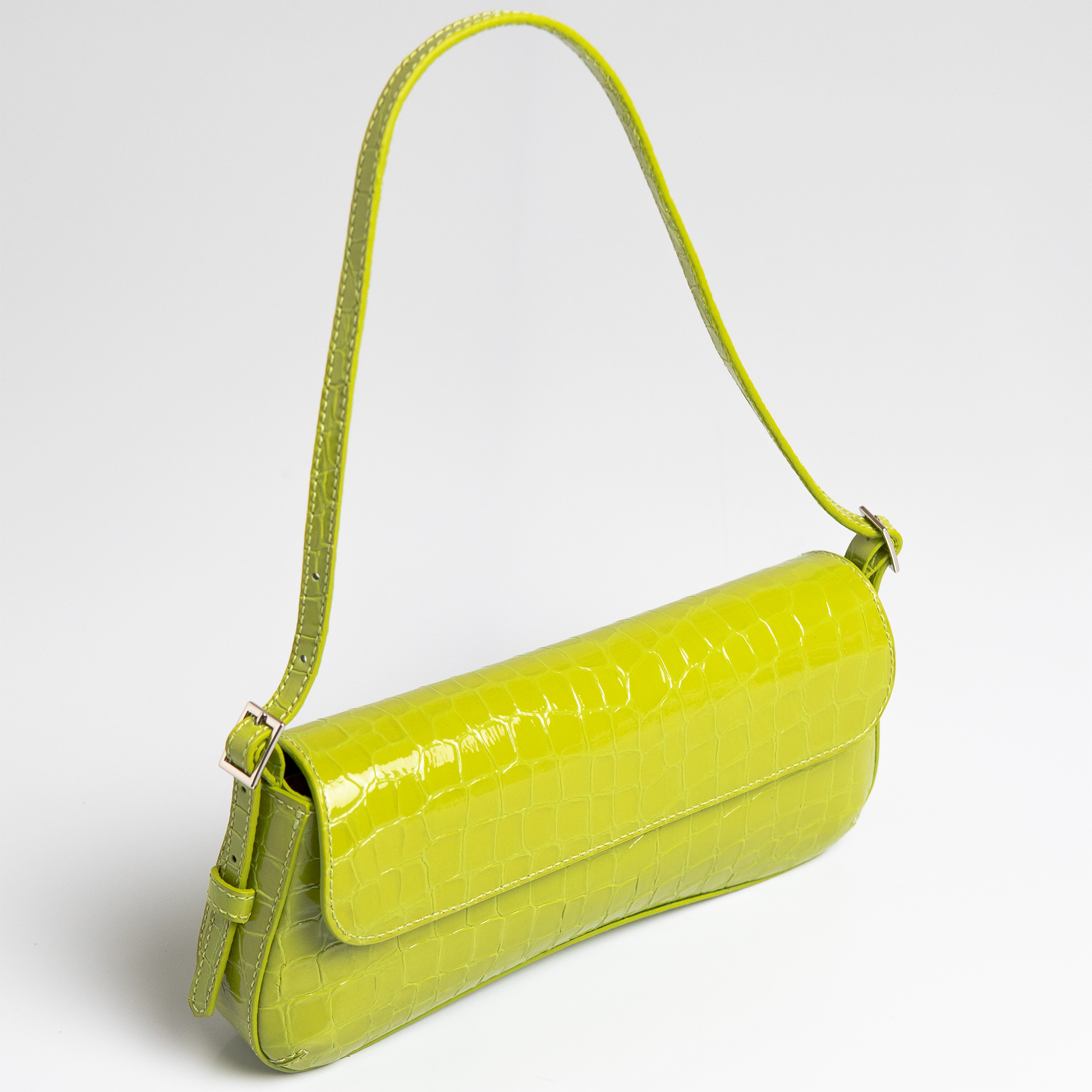 Bolsa Giovana em  Satin Croco Green Grass WOOW