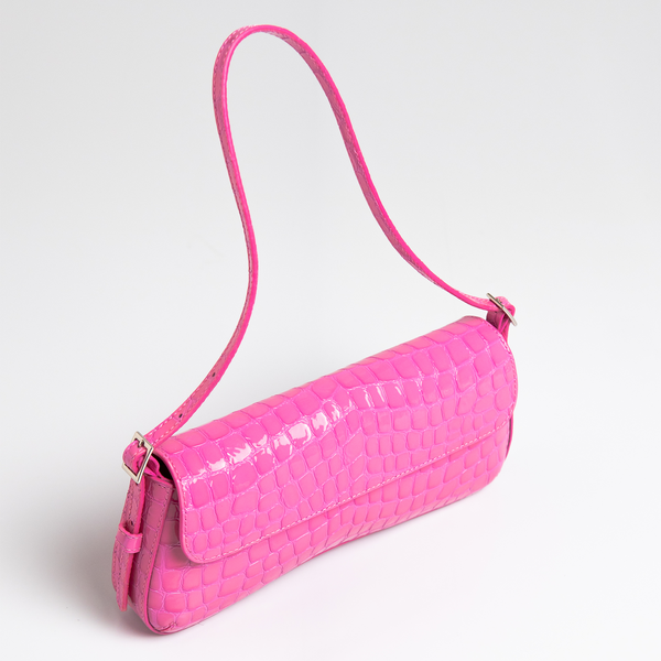 Bolsa Giovana em Croco - Gomma Pink