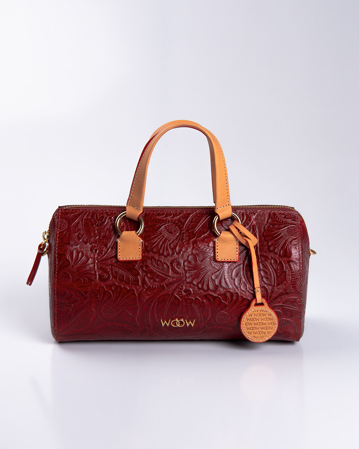 Bolsa Média Flora Couro Bordô WOOW